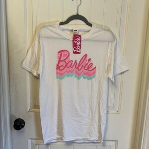 Barbie Pink Logo White Tee Short Sleeve. Please See Prices Below.